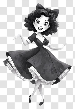 Vintage Cartoon Woman Dancing - Retro Dancing Girl Cartoon Transparent PNG