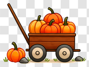 Pumpkin Wagon - Wooden Wagon Full Of Pumpkins Transparent PNG