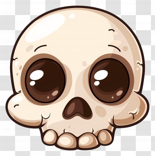 Halloween Skull - Cute Cartoon Skull With Big Eyes Transparent PNG