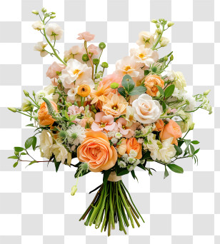 Wedding Flower Bouquet - Mixed Flower Bouquet With Roses And Lilies Transparent PNG