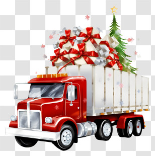 Semi Truck - Festive Truck For Christmas Gifts Transparent PNG