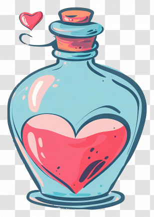 Cartoon Potion - Love Potion Bottle With Heart Transparent PNG