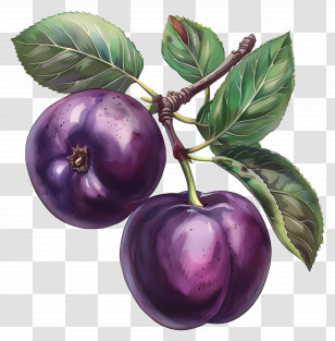 Plum - Elegant Purple Plums On A Branch Transparent PNG