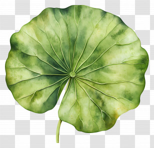 Lotus Leaf - Green Lotus Leaf Botanical Illustration Transparent PNG