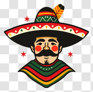Cinco De Mayo - Mexican Sombrero Icon With Colorful Design Transparent PNG