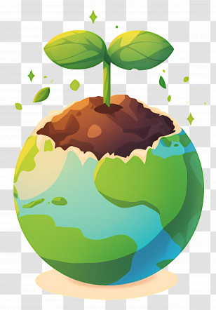 Green Planet - Earth Globe With Plant Sprout Illustration Transparent PNG