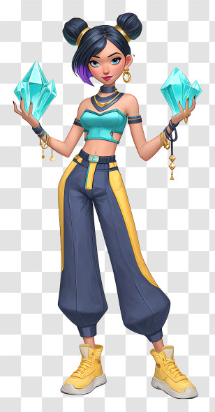 Kpop Demon Hunters - Stylish Girl Wielding Crystals Transparent PNG