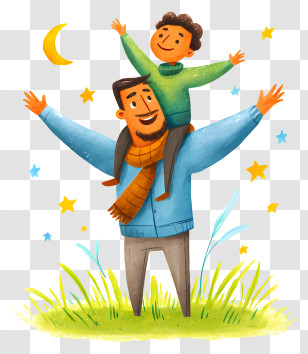 Father Carrying Child - Happy Father And Child Outdoors Transparent PNG