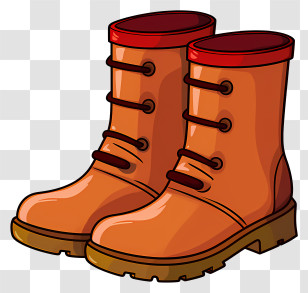 Brown Leather Boots - Bright Orange Boots For Outdoor Adventures Transparent PNG