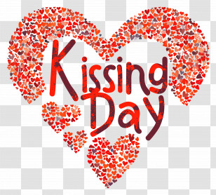 Love - Heart With Kissing Day Text Transparent PNG