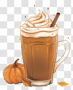 Pumpkin Spice - Autumn Pumpkin Spice Latte Glass Illustration Transparent PNG