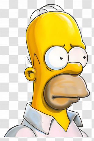 Homer Simpson - Cartoon Character With Surprised Look Transparent PNG