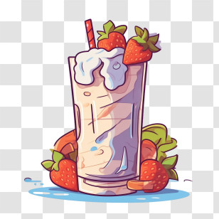Milkshake - Delicious Strawberry Milkshake Transparent PNG