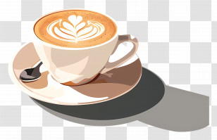 Latte Coffee - Latte Art In Coffee Cup Transparent PNG