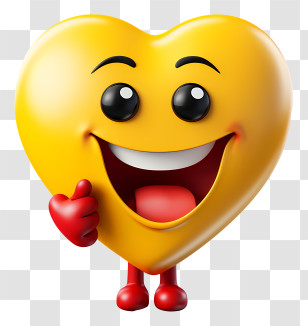 Emoji - Happy Yellow Heart Cartoon With Thumbs Up Transparent PNG
