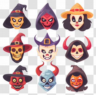 Halloween Characters - Spooky Halloween Mask Collection Transparent PNG