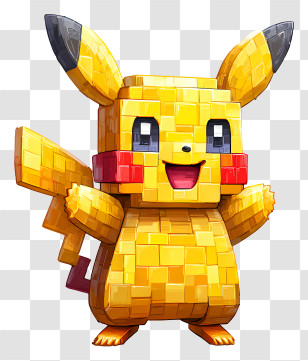 Minecraft Pikachu - Yellow Blocky Creature With Red Cheeks Transparent PNG