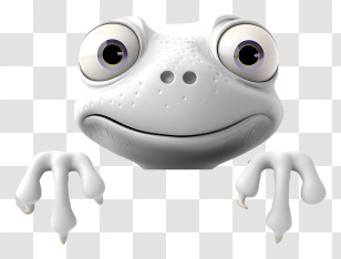 Funny Face - White Frog Cartoon Character Transparent PNG
