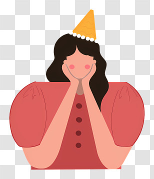 Woman - Girl Wearing Party Hat Transparent PNG