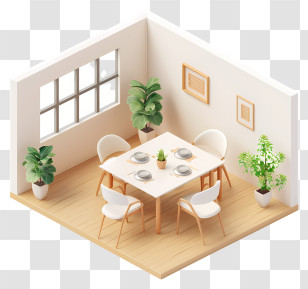 Dining Room - Modern Dining Room With Table And Chairs Transparent PNG