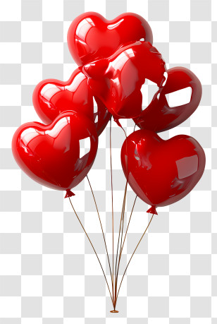 Heart Balloons - Red Heart Balloons For Romantic Celebration Transparent PNG