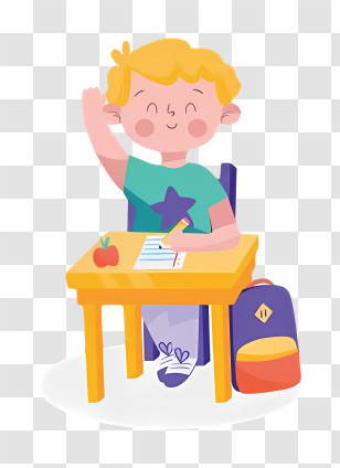 Cartoon Study - Cartoon Student At Desk Transparent PNG