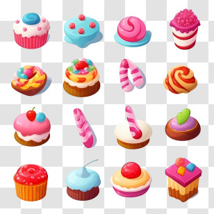 National Candy Day - Colorful Cupcakes And Sweet Decorations Transparent PNG