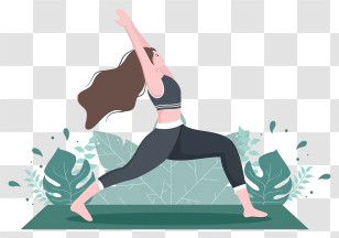 Yoga Pose - Woman Practicing Warrior Pose In Yoga Transparent PNG
