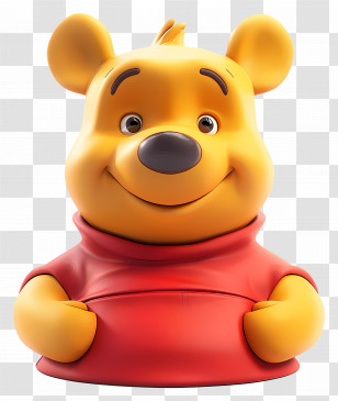 Winnie The Pooh - Cute Cartoon Bear In Red Shirt Transparent PNG