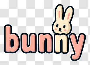 Bunny Logo - Cute Bunny Text Illustration Transparent PNG