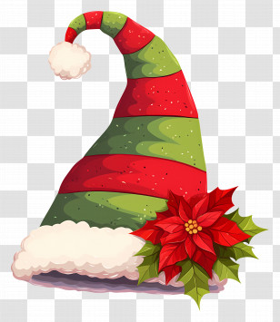 Elf Hat - Green And Red Christmas Elf Hat Transparent PNG