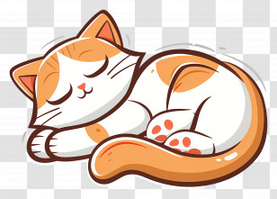 Kawaii Cat - Adorable Sleeping Orange And White Cat Transparent PNG
