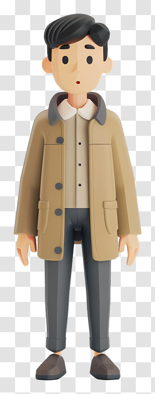 Boy Standing - Man In Beige Coat Transparent PNG