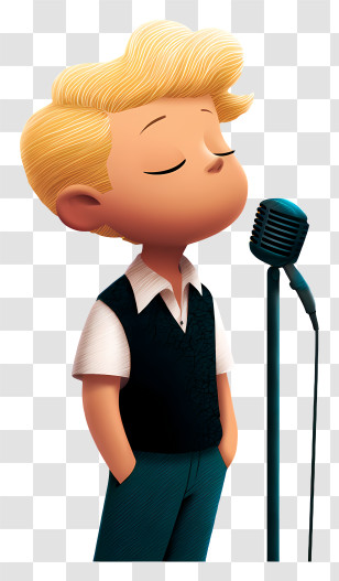 Child Sing - Cartoon Singer With Microphone Transparent PNG