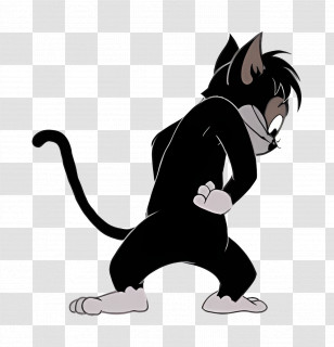 Butch Cat - Standing Black Cat Transparent PNG