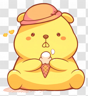 Pompompurin - Yellow Bear Eating Ice Cream Transparent PNG
