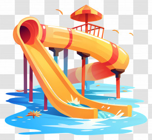 Waterpark - Yellow Water Slide In A Pool Transparent PNG