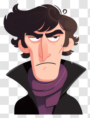 Sherlock Holmes - Cartoon Detective With Serious Expression Transparent PNG