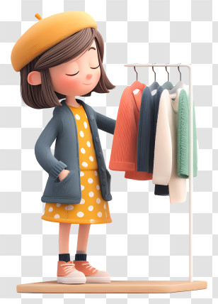 Girl Choosing Clothes - Fashionable Girl Shopping For Clothes Transparent PNG