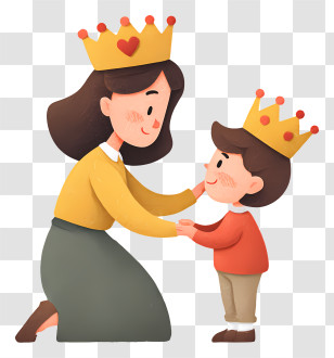 Woman Giving Crown To Child - Mother And Child With Crowns Transparent PNG