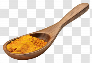 Turmeric Powder - Wooden Spoon With Bright Turmeric Powder Transparent PNG