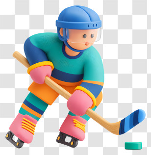 Hockey Player - Playful Cartoon Hockey Player Transparent PNG