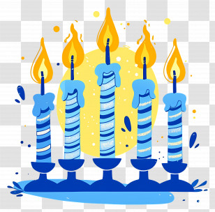 Hanukkah Candles - Blue Candles For Hanukkah Transparent PNG