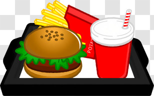Icon - Fast Food Tray With Burger And Fries Transparent PNG