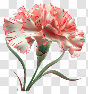 3d Flower - Pink And White Carnation Flower Transparent PNG