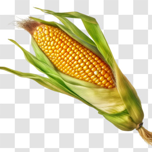 Corn - Corn On The Cob With Husk Partially Peeled Transparent PNG