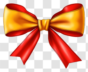 Red And Yellow Bow - Red And Yellow Decorative Bow For Gifts Transparent PNG