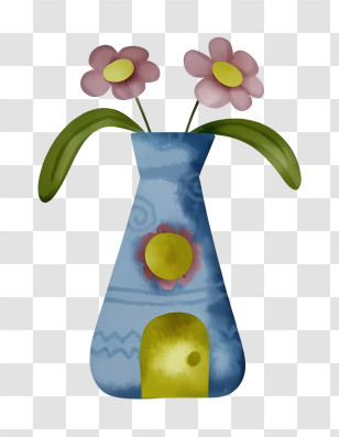 Blue Vase - Blue Vase With Flowers Transparent PNG