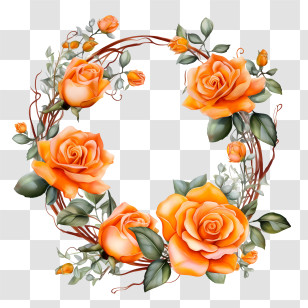 Rose Wreath - Orange Rose Wreath Floral Design Transparent PNG