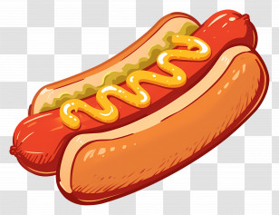 Hot Dog - Hot Dog With Mustard Topping Transparent PNG